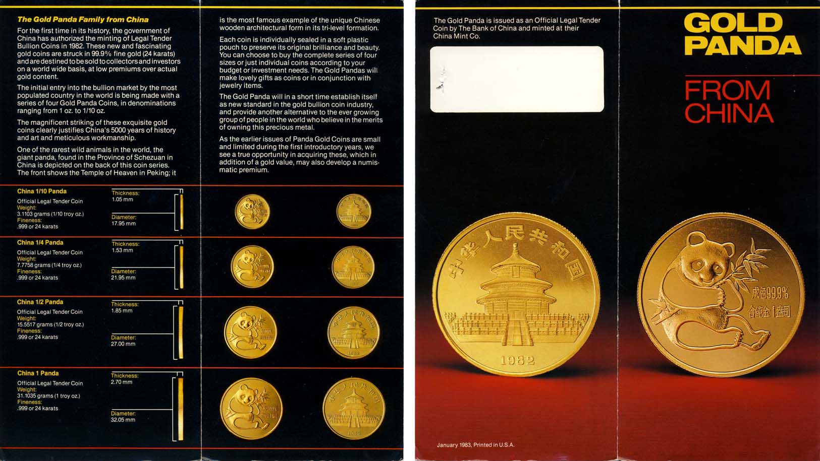 Gold Panda Coins Brochure 1982