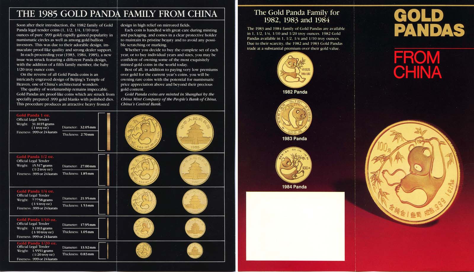 Gold Panda Coins Brochure 1983
