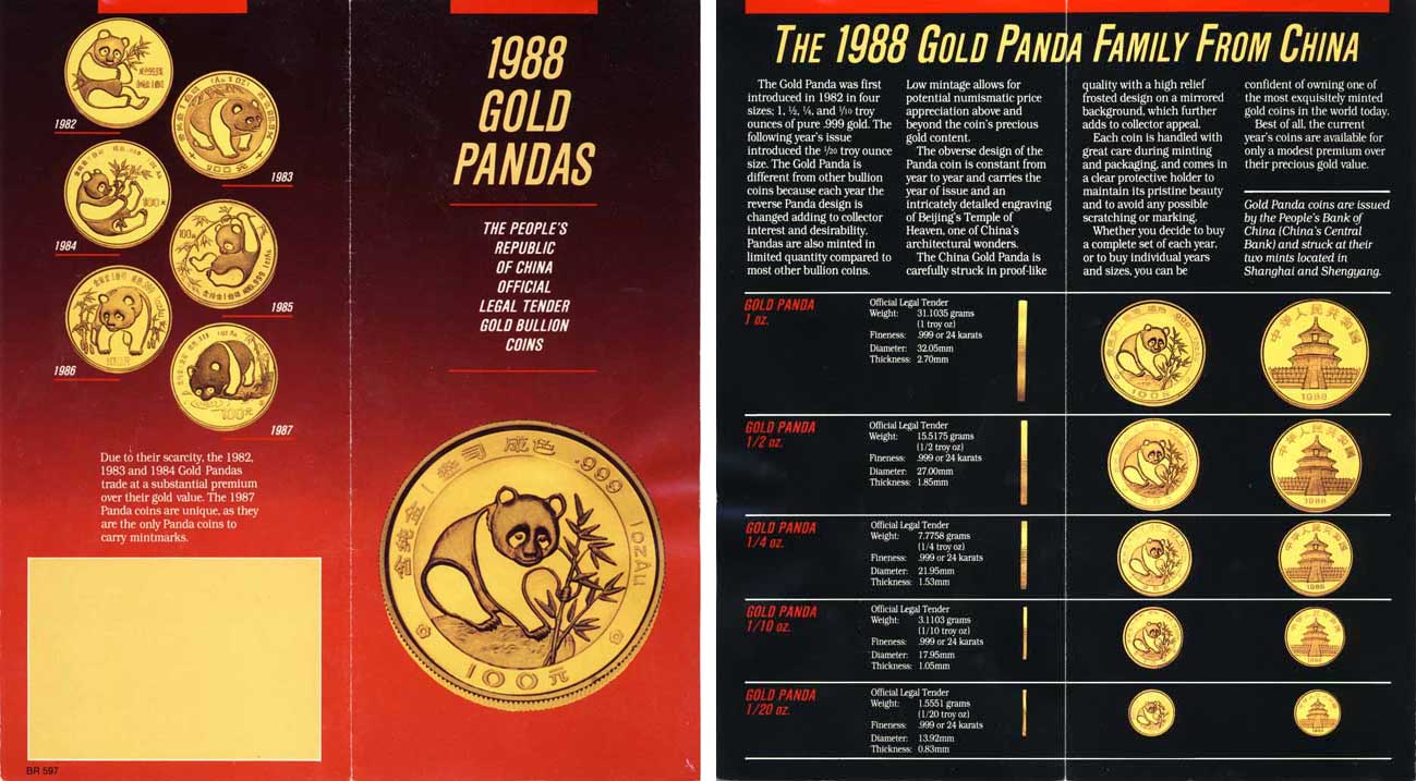Gold Panda Coin Brochure 1988