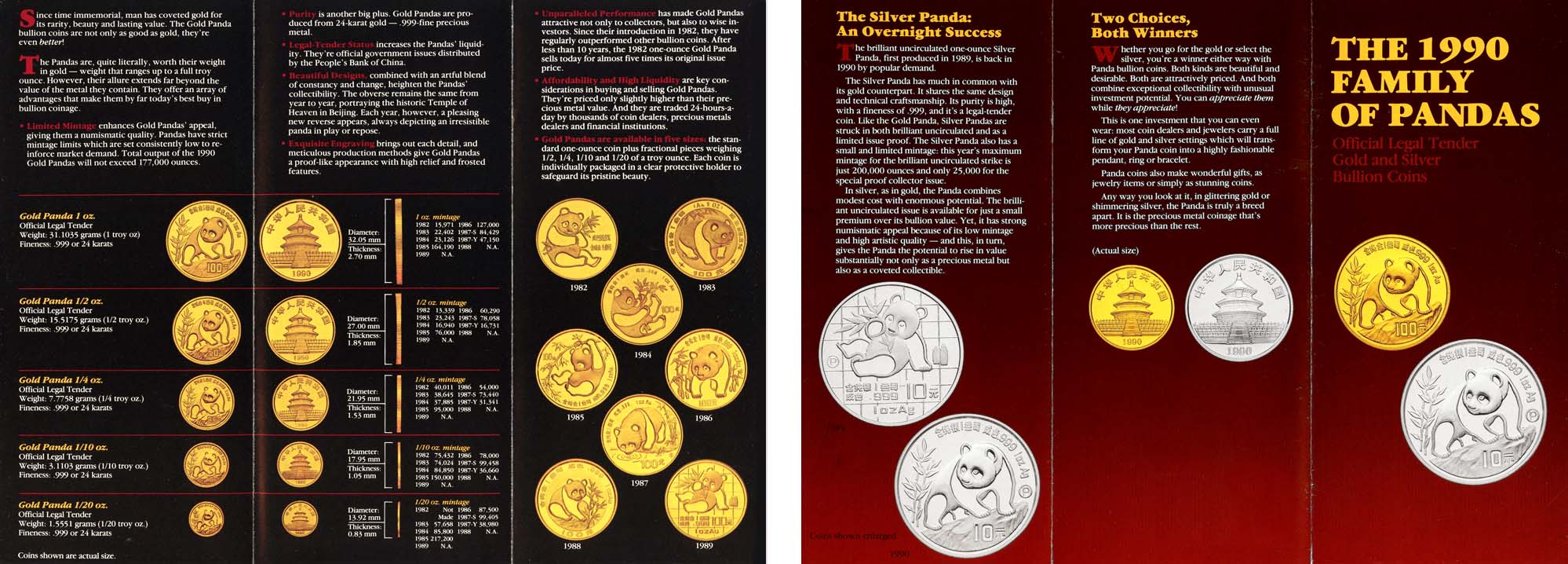 Gold Panda Coin Brochure 1989