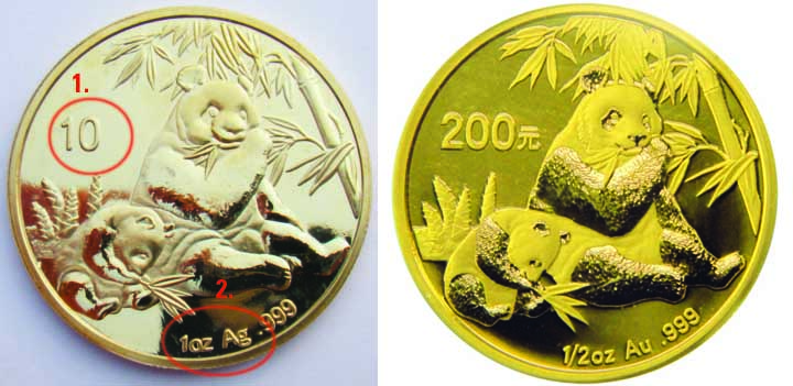 Counterfeit Panda gold coin